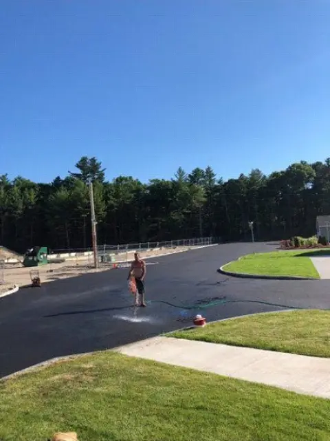 Newly paved curving road