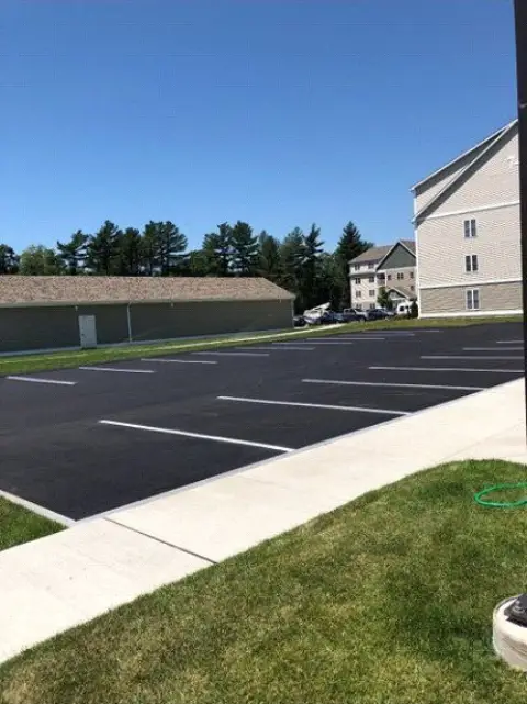 Parking lot with new line striping